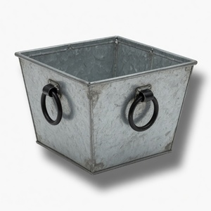 Iron Callahan Handmade Square Planter Galvanized Finish Garden Patio Decor; Rusty Indoor Flower <b>Pots</b> <b>Stand</b> Rusted Planter Holder - Product Image 1