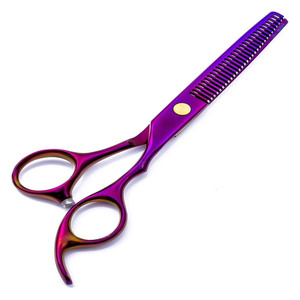 2026 Stainless Steel High-Performance 6.0 inch Purple Color OEM ODM Service Ultra-Sharp Dual-Edge Thinning Shears - Product Image 1