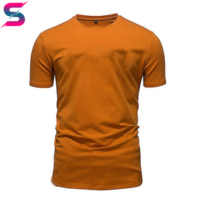 Good Selling Easy To Wear Men's Summer Casual Crew Neck Solid Color Knitted Quick Dry T-<b>Shirt</b> & Shorts Set Orange Navy Blue - Product Image 2
