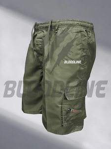 Bermuda pour homme BLOODLINE en tissu non tissé enduit PU 220g, taille mi-haute élastique, style décontracté avec poches - Product Image 3