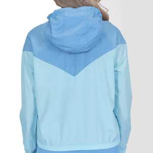 Light Blue Hooded Racer <b>Quilted</b> <b>Jacket</b> with Zipper Closure Sporty Windproof Waterproof Reversible <b>Pattern</b> Nylon Spandex - Product Image 6