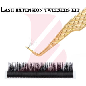 Pinces à cils en acier inoxydable de précision dorées, vente en gros, lot de 7 pièces, fournitures pour extensions de cils volume et classiques, kit d'outils de beauté - Product Image 3