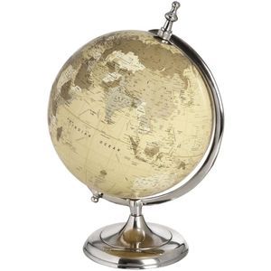 Globe terrestre rustique en aluminium texturé avec support en bronze antique, sculpture de globe géographique rétro pour bureau, décoration de bibliothèque à domicile - Product Image 3