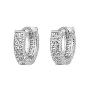 ต่างหูห่วงแบบ Huggie หลายแถวประดับเพชรแล็บโกรว์ทอง 14K สไตล์ฮิปฮอป พร้อมแหวนเพชรแท้ทองคำขาว 18K ประดับเพชรธรรมชาติสีขาวโรส - Product Image 2