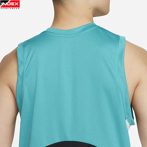 Camiseta sin mangas para hombre INDEX, cuello redondo, con bloques de color, tejida, transpirable, deportiva, para gimnasio, chaleco atlético de poliéster - Product Image 5