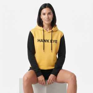 Sweat-shirt à capuche pour femme, jaune et noir, en molleton de coton et fibre de bambou, coupe classique, pour l'automne - Product Image 5