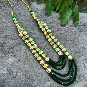 Ensemble de collier long en or plaqué or avec pierres autrichiennes et perles, collection de bijoux de mode exquis pour les occasions festives - Product Image 3