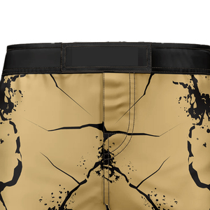 Shorts de bain décontractés pour hommes à séchage rapide, motif craquelé, taille élastique, motif noir et or, shorts de sport - Product Image 3