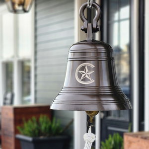Antiqued <b>Brass</b> Round Handmade Modern Hanging <b>Bell</b> Decorative Ship <b>Bell</b> with Rope - Product Image 3