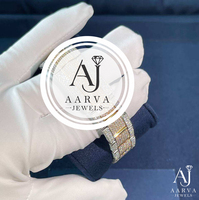 Montre unisexe automatique mécanique en acier inoxydable avec cristal saphir, entièrement sertie de moissanite, vintage, analogique, bracelet 20 mm, cadran 30 mm