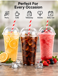 Wholesale Transparent PET <b>Plastic</b> <b>Cups</b> with Dome Lids for Cold Coffee Bubble Tea Juice and Soft <b>Drinks</b> - Product Image 6