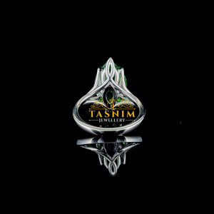 แหวนหมั้นผู้หญิง Tasnim รุ่น Merquce Cut Solitaire VVS Moissanite ประดับเพชรแบบ Prong Setting สไตล์คลาสสิก ตัวเรือนเงินชุบทองคำขาว - Product Image 3