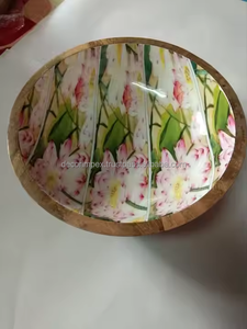 CUENCA DE MADERA CON ESTAMPADO DE FLORES CUENCA PARA SERVIR ENSALADAS - Product Image 3