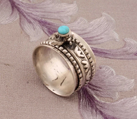 Bague rotative artisanale en argent sterling 925 avec améthyste taille poire sertie à griffes, style Vintage, thème 'La Belle au bois dormant', pour mariage, anniversaire et fête