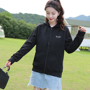 High Quality Women Sweater Long Sleeve Zipper Hooded Sweatshirt Logo Printed Class Party Uniform - Product Image 1