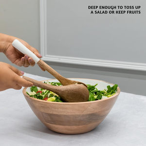 Juego de ensaladeras de madera de mango bohemio, los mejores vendedores, servidores esmaltados para fiesta, Frutero de madera para mezclar, lanzar, respetuoso con el medio ambiente - Product Image 3
