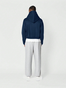 Vente en gros OEM : Sweats à capuche pour hommes, coupe courte et oversize, épais, avec fermeture éclair, logo personnalisé, épaules tombantes, fermeture éclair double curseur, 100% coton molletonné, USA - Product Image 4