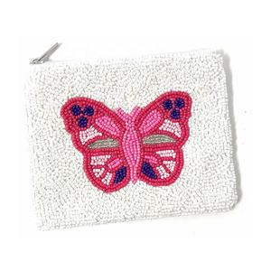 Porte-monnaie écologique fait main en perles de rocaille motif papillon avec fermeture éclair, pour collectionner les pièces de monnaie, ranger les clés et cartes, et le maquillage, idéal comme cadeau - Product Image 2