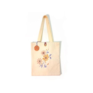 <b>Canvas</b> Vintage Tote <b>Bag</b> with Leaf Pattern Bottom <b>Large</b> Size Hand Length Handle Zipper Closure Daily Use - Product Image 3
