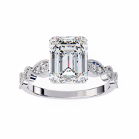 Bague de fiançailles classique en diamant de laboratoire taille émeraude, monture à griffes en or 10K, tendance, certifiée IGI, pour usage quotidien, marque personnalisée