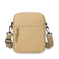 Tas Selempang Mini Kasual Pria Kanvas Warna Solid Sederhana, Tas Selempang Pria Motif Bunga Tahan Air Portabel