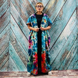 Prix d'usine Vente en gros Kimono de plage en viscose/coton tie-dye Coupe régulière Veste d'été confortable Style bohème Bandeau - Product Image 1