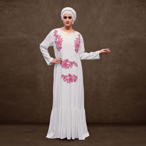 Caftán Modesto de Rayón para Eid, Ligero y Transpirable, Corte Recto, Mangas Largas, Diseño de Dobladillo Largo con Fruncido Suave - Product Image 4