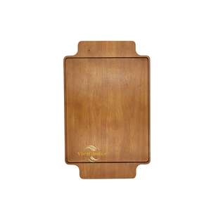 Bandeja de servir de madera natural ecológica, rectangular, con asas, para presentar café, té y comida, Vietchoice - Product Image 4