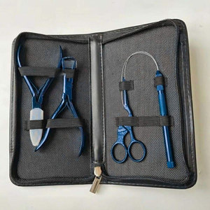 Black Professional Hair <b>Extension</b> Kit Micro <b>Bead</b> Pliers Loop Needle Pulling Hook and Scissors Set Complete Hair <b>Extension</b> - Product Image 6
