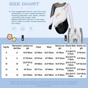 Justaucorps pour filles de 6 à 14 ans avec shorts métalliques, ensembles pour la danse, la gymnastique, l'entraînement, la scène, la compétition, l'entraînement - Product Image 6