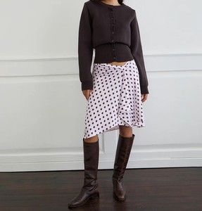 Women Polka Dot Wrap <b>Skirt</b> with Sashes Knee-Length <b>Chiffon</b> Casual Style Natural Waist Soft Polyester Fabric All Seasons Wear - Product Image 3