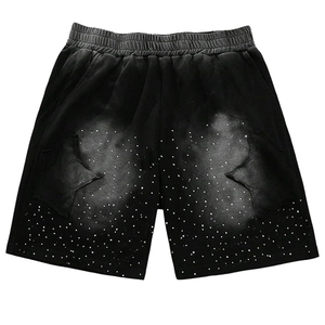 Pantalones Cortos de Mezclilla para Hombre, Estilo Urbano, Holgados, con Bolsillos, Diseño Personalizado, Lavado Ácido, con Pedrería, 100% Algodón, Bordado Sólido, de Alta Calidad - Product Image 2