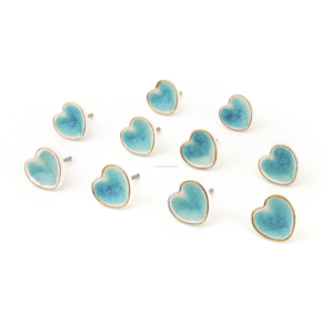 Handmade Blue <b>Ceramic</b> Heart Cabinet <b>Knob</b> | Gold Alloy <b>Drawer</b> Door Handles Kitchen Bedroom Furniture Home Decor Hardware Set of 3 - Product Image 3