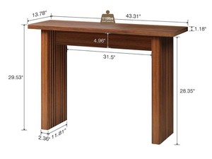 Mesa Consola Moderna de Madera Maciza con Patas Acanaladas, Mueble Decorativo para Entrada o Pasillo, Diseño de Mediados de Siglo, Decoración para Sala de Estar - Product Image 6