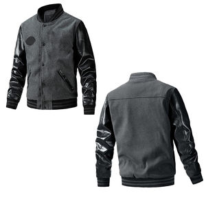 Veste de sport pour homme en toile avec logo personnalisé, manches en simili cuir, séchage rapide et design réversible - Product Image 3