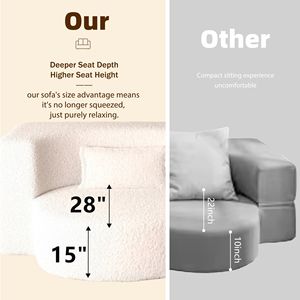 Modern Convertible for Teddy Fabric <b>Sofa</b> Bed 15\" Twin Size Folding Mattress 2-Pillow <b>Foam</b> Filled Sleeper Stylish Floor for - Product Image 6