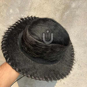Sombrero de Vaquero de Cuero Vacuno con Pelo Sintético Negro, Ajustable, para Fiestas y Uso en Exteriores, Unisex, Servicios OEM/ODM Disponibles - Product Image 2