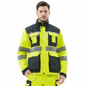 Vestes de sécurité pour hommes, vêtements de travail d'hiver haute visibilité, vestes épaisses pour hommes, veste imperméable coupe-vent réfléchissante pour hommes - Product Image 4