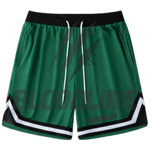 Pantalones Cortos Deportivos Negros para Hombre BLOODLINE, Cintura Elástica Media, Material PU, Estampado de Camuflaje, Secado Rápido, Bolsillos Delanteros, Logotipo - Product Image 4