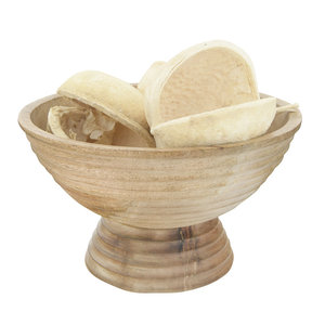 Cuenco de Pedestal de Madera Acanalado Concéntrico Estilo Japandi – Recipiente Minimalista de Grano Natural para Frutas y Objetos Pequeños - Product Image 1