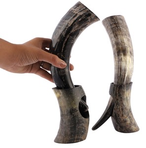 Auténtica Copa de Cuerno Vikinga Medieval Hecha a Mano, Jarra de Cerveza Ecológica de Cuerno de Búfalo Natural de 300-1000 ml con Pajita de Metal - Product Image 5