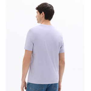 T-shirt en jersey de coton violet clair pour homme, col rond, manches courtes, coupe classique, décontracté, uni, coupe classique, col rond, 100% coton - Product Image 2