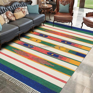 พรม kilim แบบพกพาจากอินเดียพรมกลางแจ้งและพรมสำหรับตกแต่งบ้านง่ายต่อการซักพรมถักผ้าฝ้ายที่สวยงามจากอินเดีย - Product Image 4