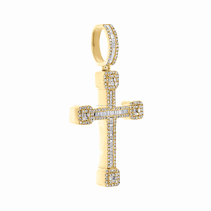 Colgante de Cruz Religiosa Hiphop para Hombre de Oro Amarillo Sólido de 10K con Diamante de Corte Redondo de 1.75" y 0.87 CT - Product Image 5