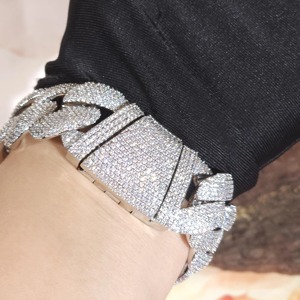 Luxury Silver 925 VVS Diamond <b>Cuban</b> <b>Bracelet</b>, Heavy Iced Out <b>Link</b> Chain for <b>Men</b>, Statement Streetwear Jewelry - Product Image 3