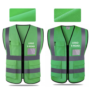 Gilet de sécurité orange haute visibilité avec bandes réfléchissantes, logo personnalisé, vêtements de travail unisexes, matière polyester - Product Image 4