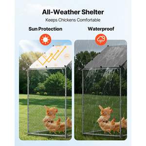 Gallinero Metálico Grande de 6.6 x 3.3 x 6.6 pies con Cubierta Impermeable, Estructura Resistente, Techo de Campana, Jaula para Aves de Corral para Patio Trasero - Product Image 5