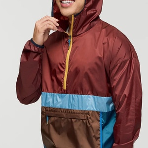 <b>Men</b> Colorblock Windbreaker <b>Jacket</b> Hooded <b>Half</b> <b>Zip</b> Windproof Lightweight Outdoor Anorak Coat - Product Image 1