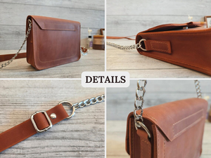 Personalized Small Leather Purse Handmade Crossbody <b>Bag</b> with Chain <b>Strap</b> Cute <b>Shoulder</b> Handbag for Women Gift for Her - Product Image 3