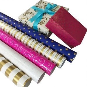 Papier d'emballage cadeau de qualité supérieure en pâte de bois vierge enduite, écologique, avec motifs et logo personnalisés pour l'emballage cadeau - Product Image 1
